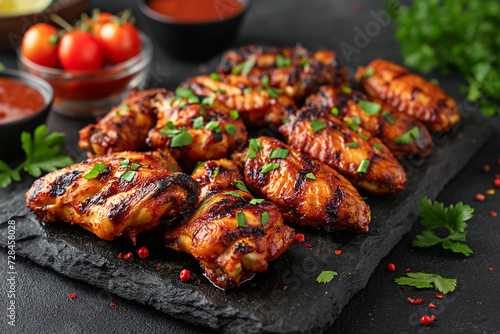 Marinated and fried grilled chicken wings.