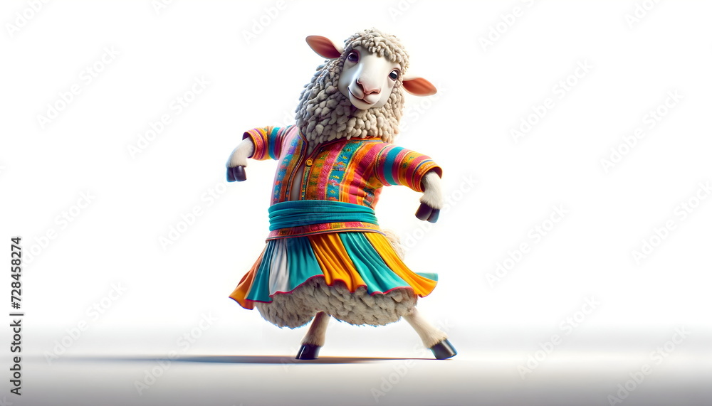 sheep dance isolated on white background