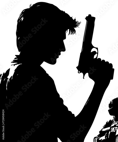  Man with gun silhouette PNG Design