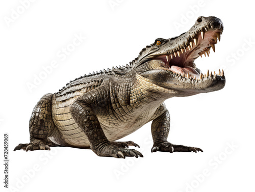 Crocodile with Open Maw, isolated on a transparent or white background