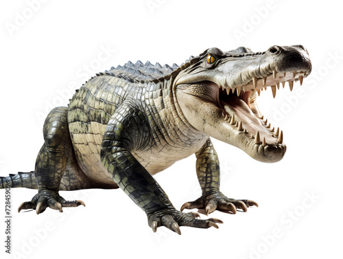 Crocodile with Open Maw  isolated on a transparent or white background