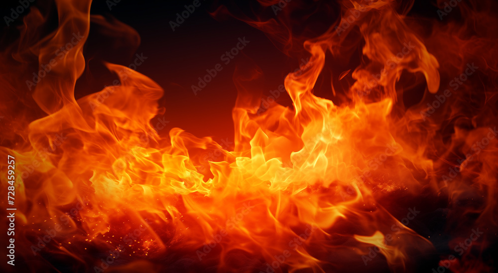 Fototapeta premium burning fire on black background, fire backdrop or wallpaper