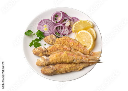 Plate of fried small fish r...