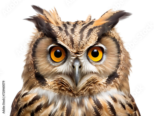 Curious Owl, isolated on a transparent or white background