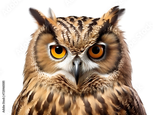 Curious Owl, isolated on a transparent or white background