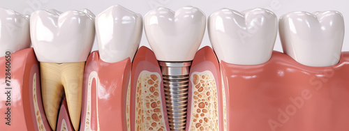 cross section of the jaw with an embedded dental implant photo