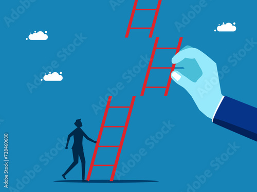 Business support. Big hands help climb ladder of success