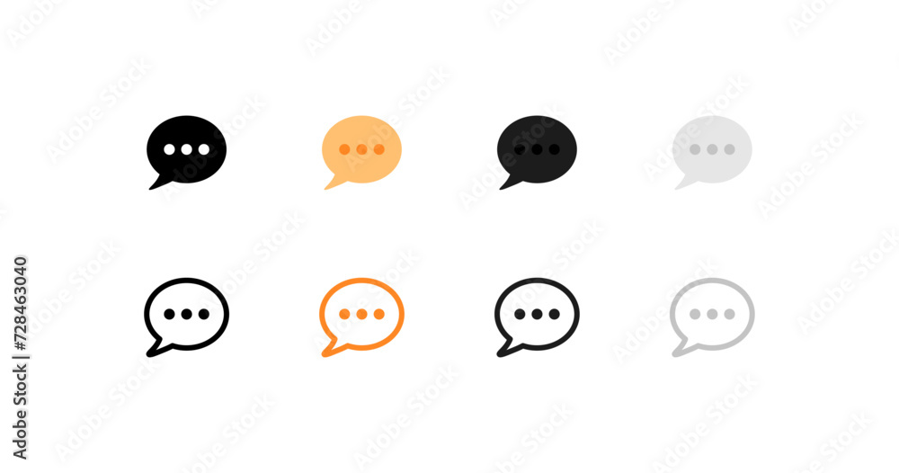 Message bubble icon set. Silhouette, flat and linear style. Vector icons Message bubble icon set. Silhouette, flat and linear style. Vector icons
