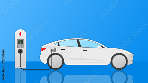 Fotografija Une voiture électrique se charge sur une borne de recharge