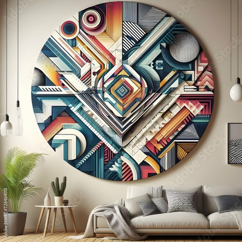 Wall art with unique geometric shapes and pattern