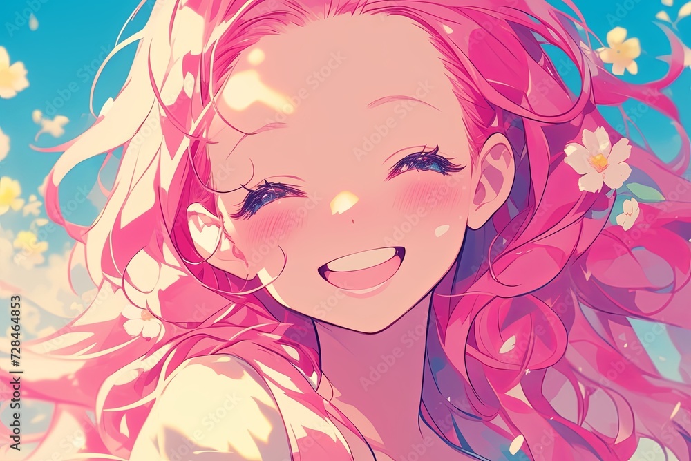 Cheerful Anime Girl With Beaming Smile Exuding Pure Joy Cheerful Anime Girl With Beaming Smile Exuding Pure Joy
