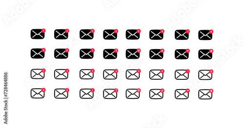 Envelope with message icons. Collection of envelopes. Silhouette and line style. Vector icon