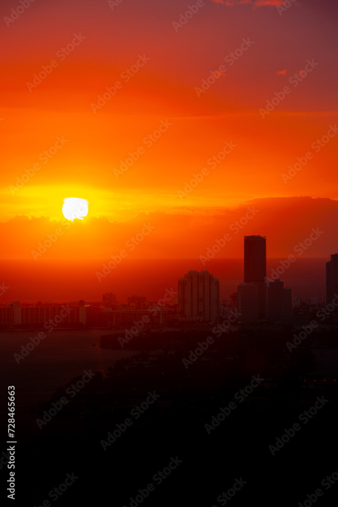 Beautiful sunrise over Miami South Beach on a January morning