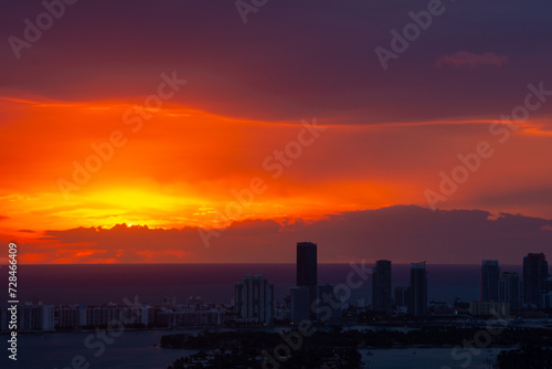 Beautiful sunrise over Miami South Beach on a January morning