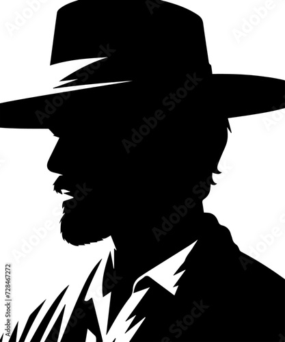 Man with hat silhouette illustration