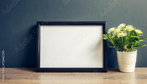 3D Mockup poster empty Blank Frame, hanging on a starry night background with silver and gold Christmas decorations, above a celestial-inspired modern display room