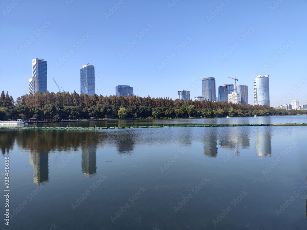 View of Xuanwu lake in Nanjing during autumn session View of Xuanwu lake in Nanjing during autumn session