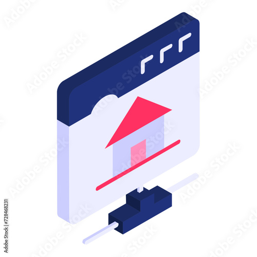 Homepage or Landing Page Signage isometric concept, Index Page shortcut vector flat design, Web design and Development symbol, user interface or graphic sign, website engineering illustration