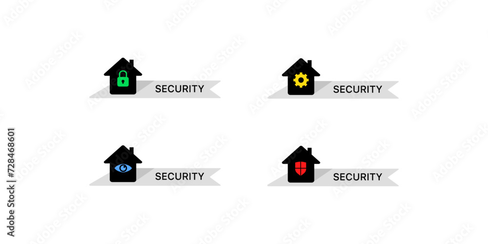 Home icon set. Security home indicators. Flat and silhouette style. Vector icon Home icon set. Security home indicators. Flat and silhouette style. Vector icon