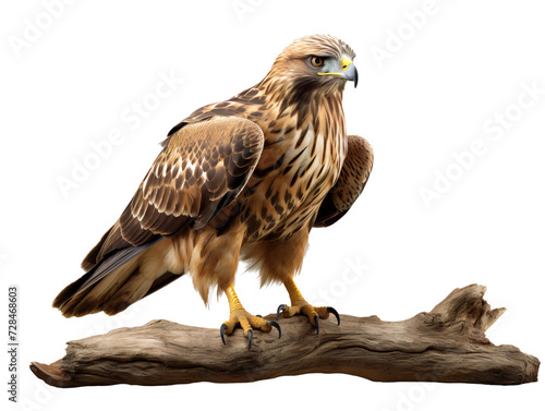 Hawk On The Branch, isolated on a transparent or white background