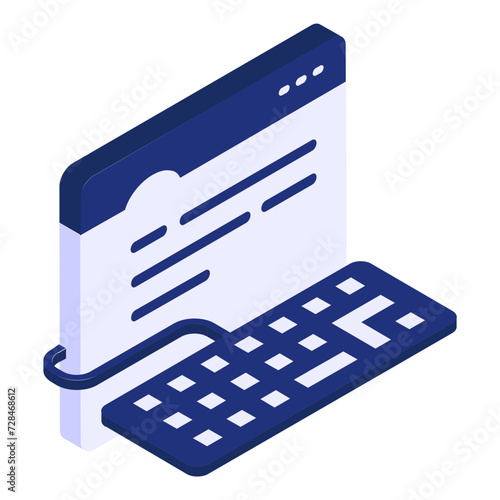 browser keyboard shortcuts isometric concept, Blog or content Writing vector flat design, Web design and Development symbol, user interface or graphic sign, website engineering  illustration