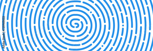 Finger print code banner or fingerprint pattern background, vector blue lines. Fingerprint, biometric identification, recognition and verification background with ID biometric fingerprint pattern