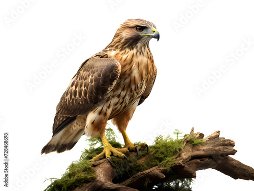 Hawk On The Branch, isolated on a transparent or white background