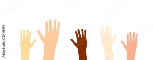 Raised hands icons. Flat style. Vector icon