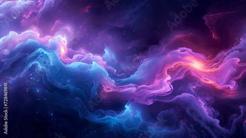Cosmic space background with a blue purple nebula and stars 