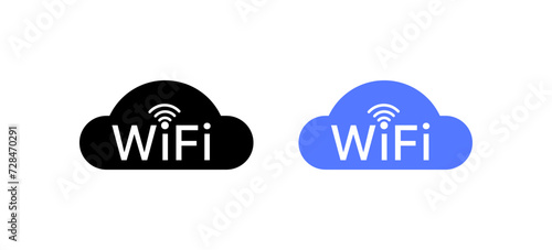 Wi-Fi cloud icons. Silhouette and flat style. Vector icon