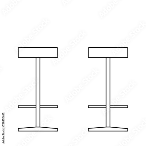 Bar stools. Coloring page, icon, black and white vector illustration.