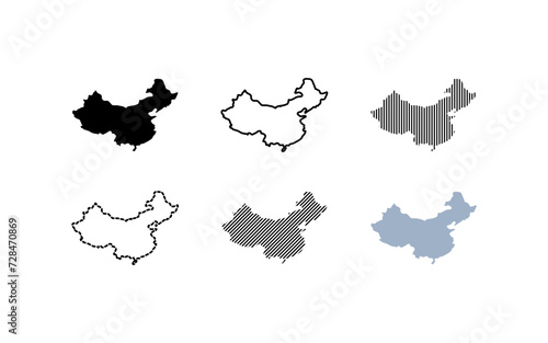 Continents icons set. Silhouette, linear and flat style. Vector icon
