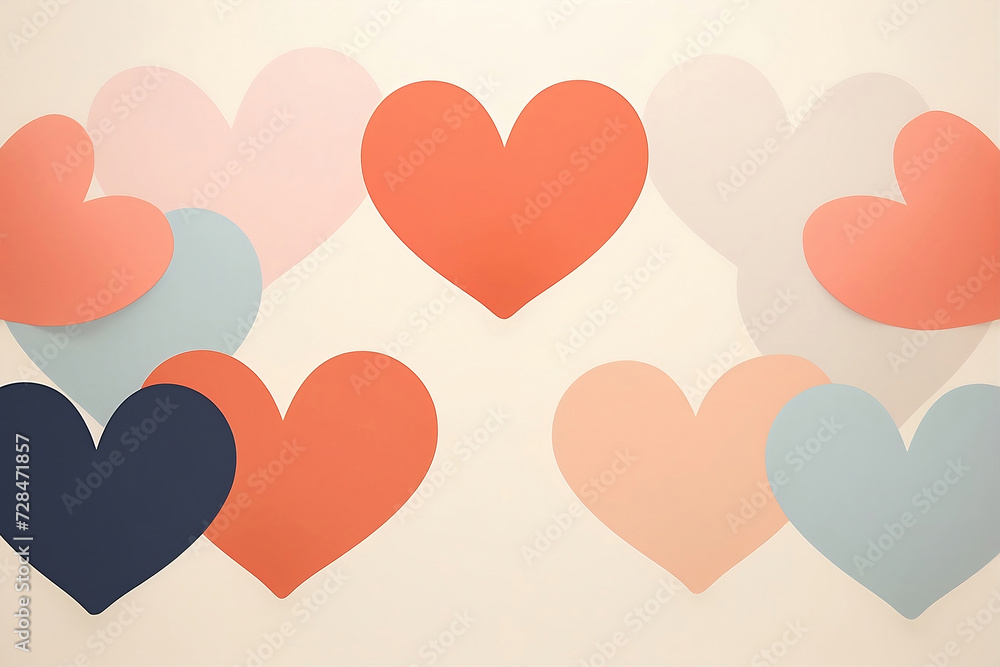 Simple Valentine's Day background with hearts. Soft pastel colors.