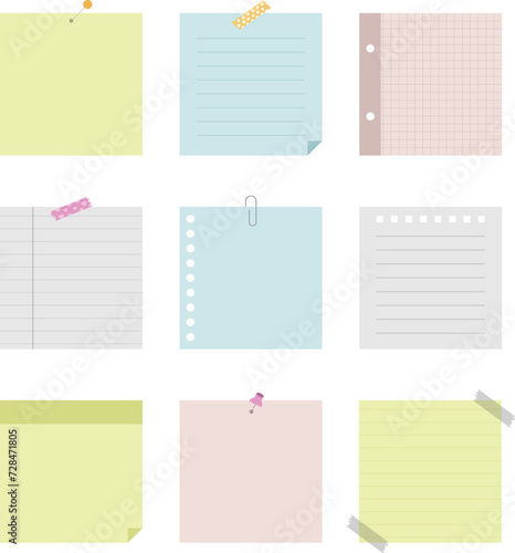note paper vector illustration set