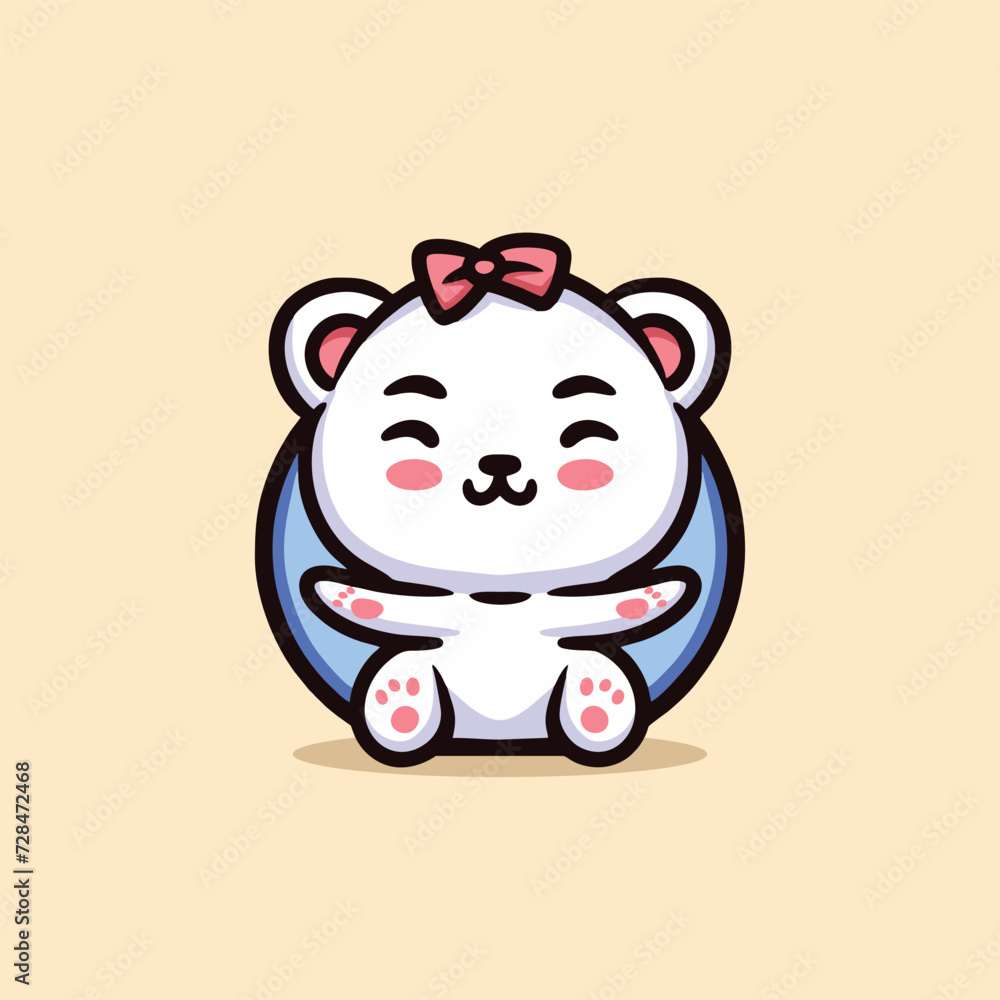 Cute Polar Bear Cartoon Mascot Animal Vector Logo Design illustration Cute Polar Bear Cartoon Mascot Animal Vector Logo Design illustration