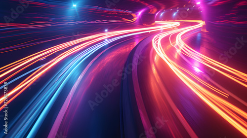 A colorful abstract background image featuring swirling light trails and sparks.