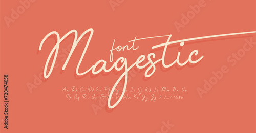 Handwritten cursive typeset, elegant calligraphic letter set, tender font. Elegant majestic alphabet for enchanting wedding typographic design. Vector typeset photo