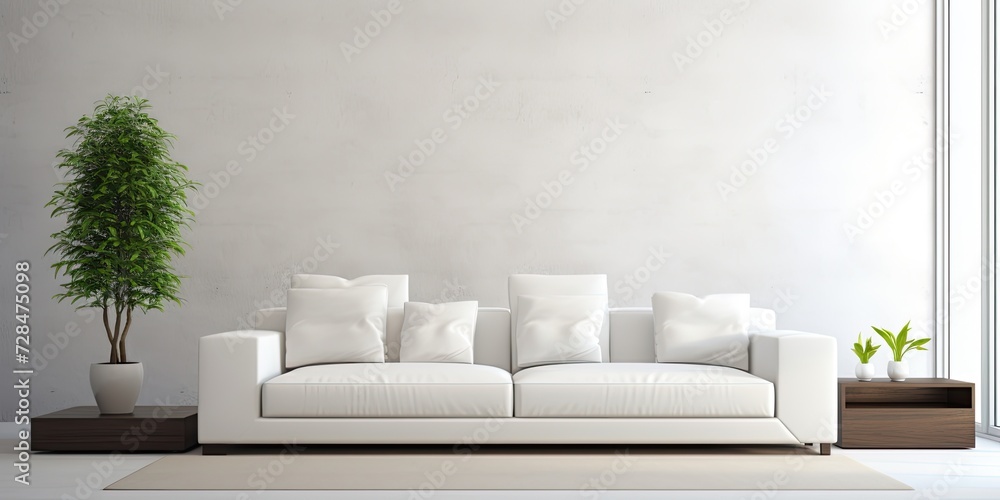 Fototapeta premium Contemporary white sofa in room design
