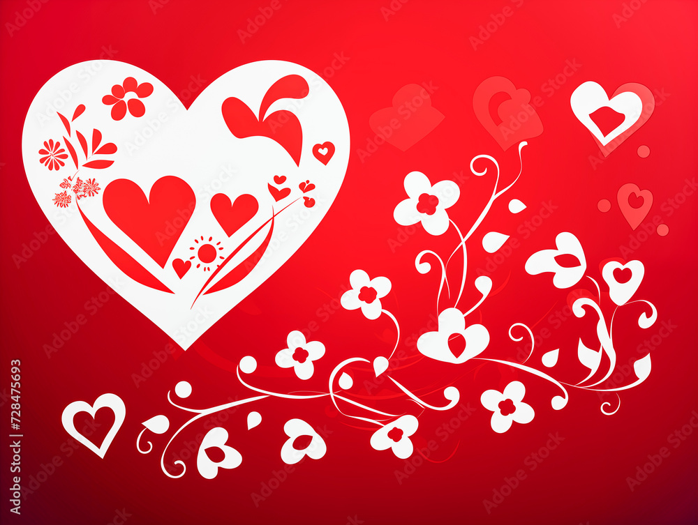 Romantic background image for a gift card or postcard for Valentine's day or wedding in vector style.