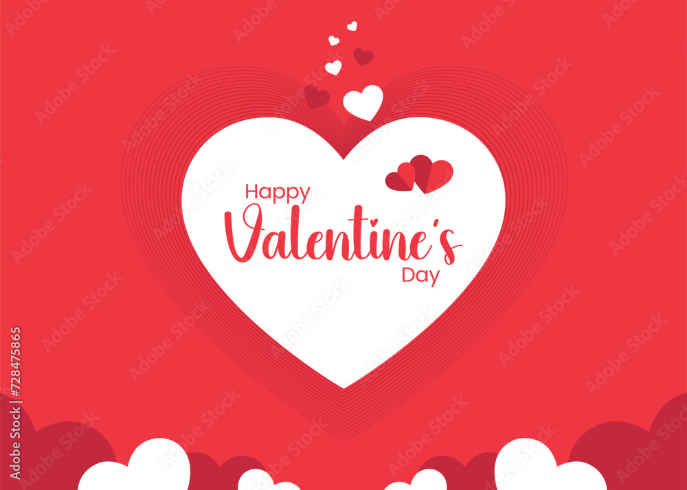 Happy Valentine's Day celebration, Vector illustration hearts, Love greeting card design, Posters with a Love shape on a Red Background.