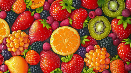 A Vibrant, Abstract Fruit Pattern That Exudes Colorfulness And Artistic Flair, Perfect For Eye-Catching Wrapping Paper photo