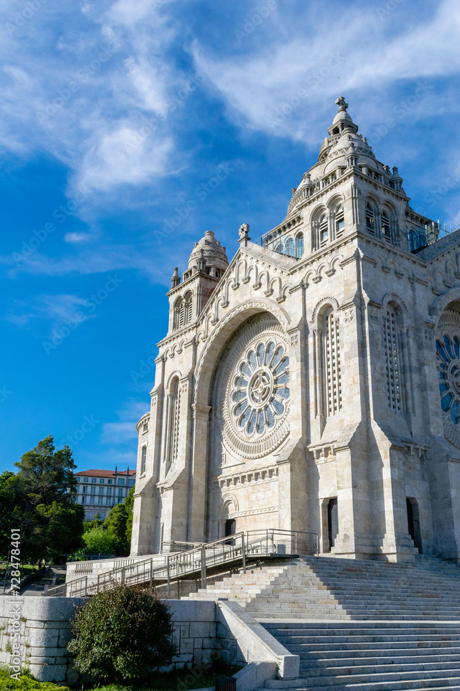 View of the Sanctuary of the Sacred Heart of Jesus on Mount Santa Luzia on a sunny day. Viana do Castelo - Portugal