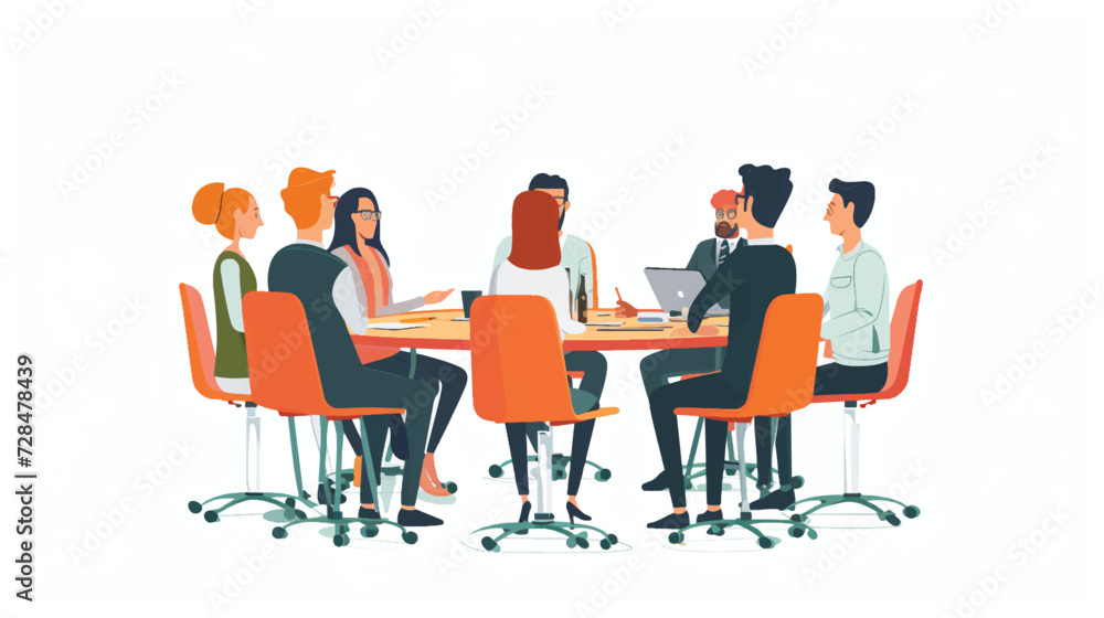 Business Plan Meeting Illustration. The Team