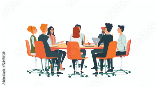 Business Plan Meeting Illustration. The Team