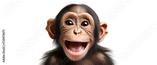 Close up portrait of a smiling monkey, isolated on white background © The Stock Guy