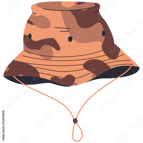 Military and hunting bucket hat vector cartoon illustration isolated on a white background.