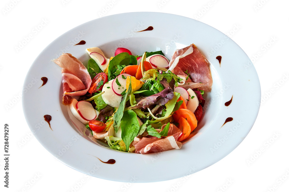 Plate with a insalatona salad isolated on white Plate with a insalatona salad isolated on white