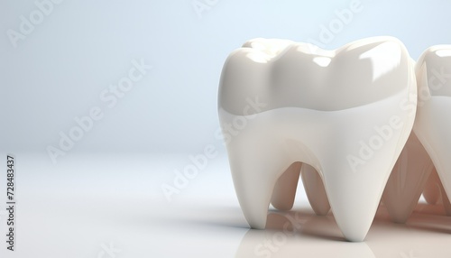 A white glossy and beautiful full tooth surrounded by a white environment.