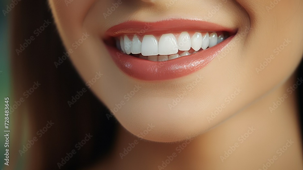 A close up photo of the lower part of a woman face beautiful cute smile with very clean perfect teeth. A close up photo of the lower part of a woman face beautiful cute smile with very clean perfect teeth.
