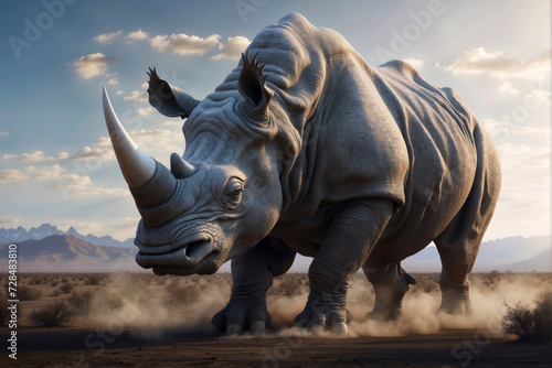 A huge rhinoceros in nature